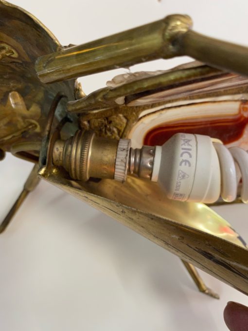 1970' Gilded Bronze Wall Lamp Cicada Style Duval Brasseur Enlightening 22 X 48 cm - Image 7