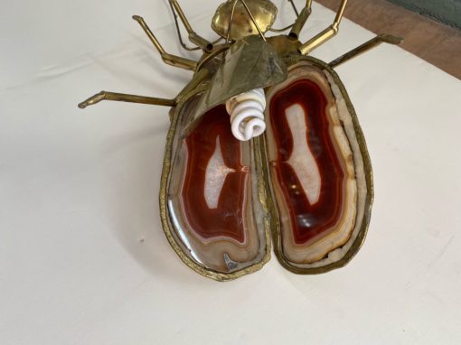1970' Gilded Bronze Wall Lamp Cicada Style Duval Brasseur Enlightening 22 X 48 cm - Image 6