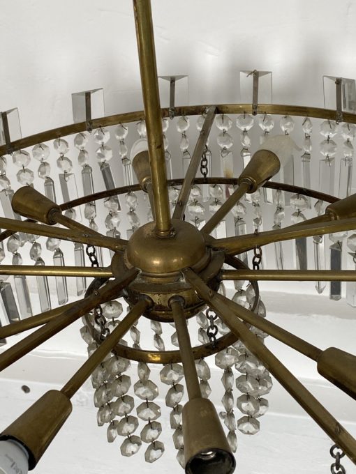 1960 'Circular Chandelier With 2 Brass And Crystal, Diameter: 70 cm - Image 14