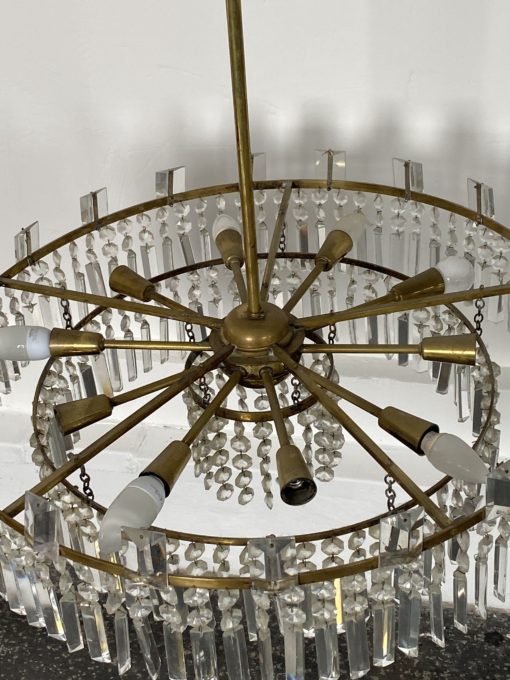 1960 'Circular Chandelier With 2 Brass And Crystal, Diameter: 70 cm - Image 11