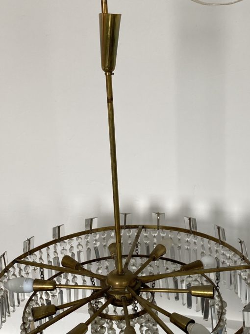 1960 'Circular Chandelier With 2 Brass And Crystal, Diameter: 70 cm - Image 10