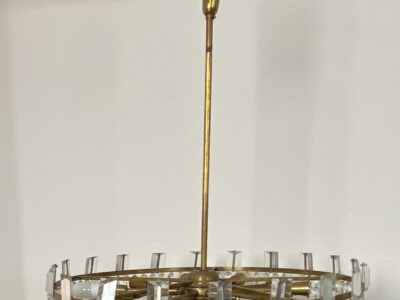 1960 'Circular Chandelier With 2 Brass And Crystal, Diameter: 70 cm