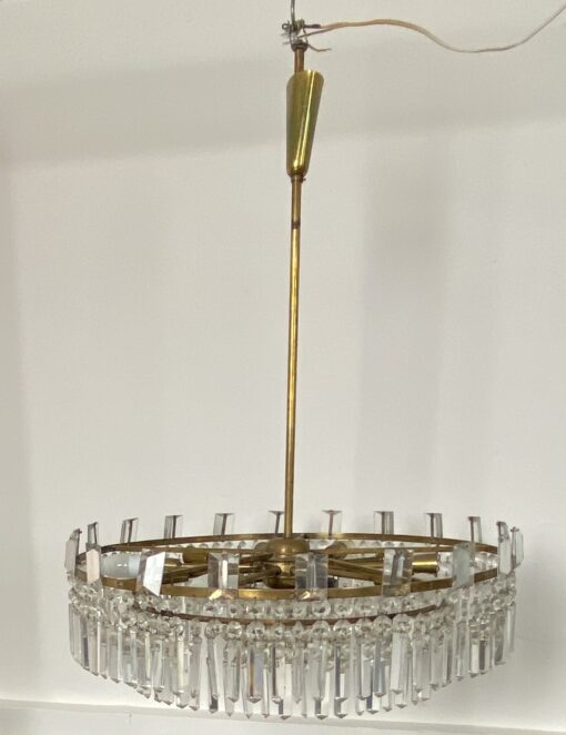 1960 'Circular Chandelier With 2 Brass And Crystal, Diameter: 70 cm