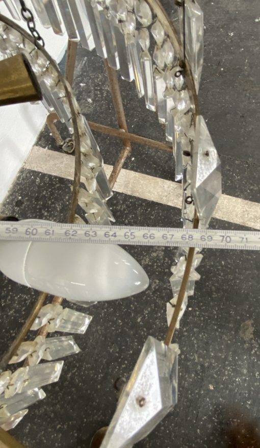 1960 'Circular Chandelier With 2 Brass And Crystal, Diameter: 70 cm - Image 8
