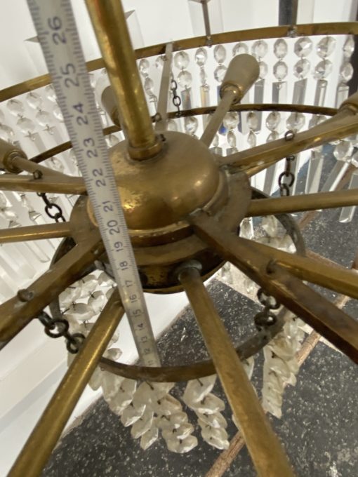 1960 'Circular Chandelier With 2 Brass And Crystal, Diameter: 70 cm - Image 6