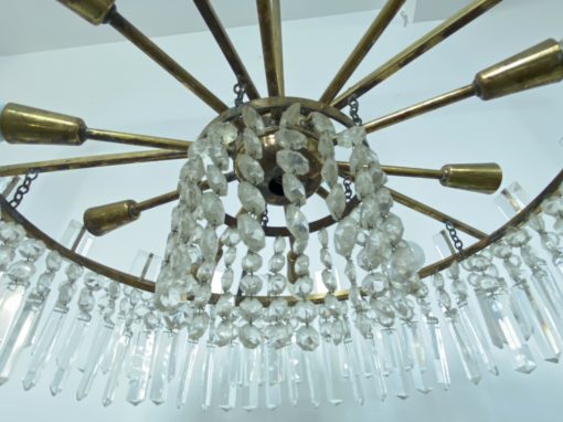 1960 'Circular Chandelier With 2 Brass And Crystal, Diameter: 70 cm - Image 3
