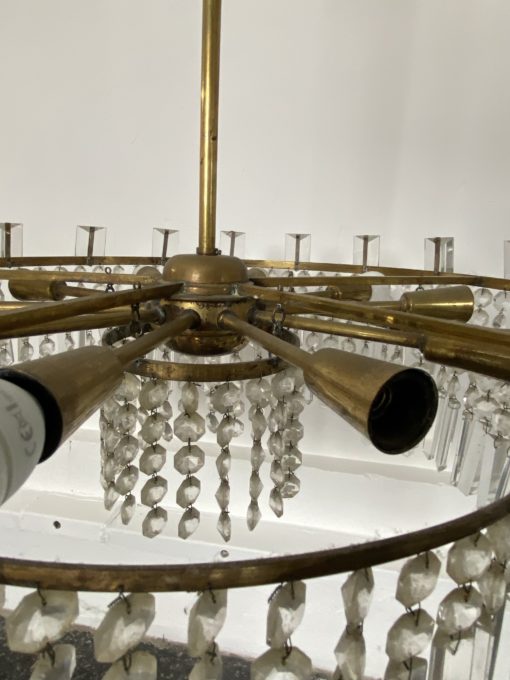 1960 'Circular Chandelier With 2 Brass And Crystal, Diameter: 70 cm - Image 2
