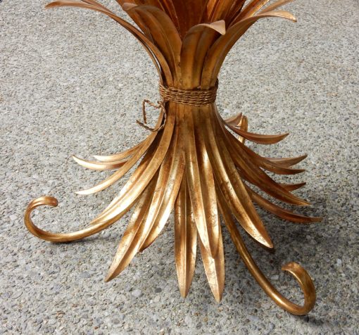 1970′ Guéridon Ou Table Basse Gerbe De Blé Modèle D’Après Goosens Métal Doré Comme Pour Coco Chanel D53 – Image 5