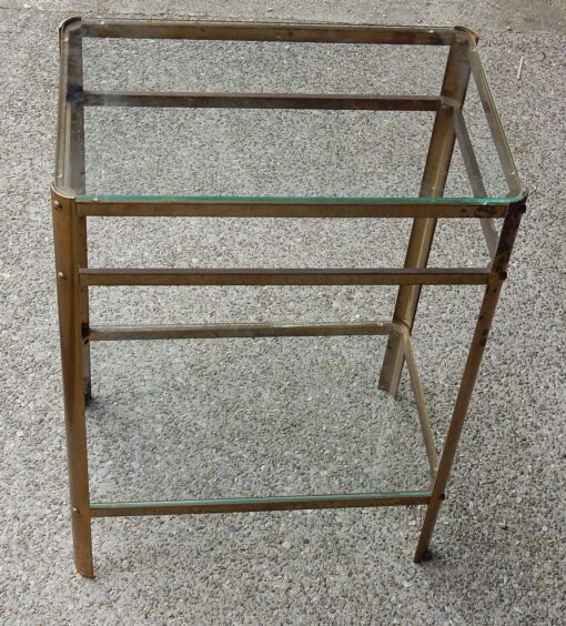 1970 'Jacques QUINET Pedestal Table, For the MALABERT Maison gilded bronze. H: 60 cm L: 50 cm X 30 cm.