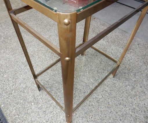 1970 'Jacques QUINET Pedestal Table, For the MALABERT Maison gilded bronze. H: 60 cm L: 50 cm X 30 cm. - Image 2