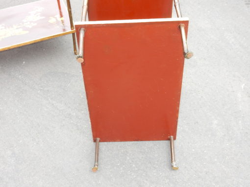 1950′ Paire de Tables Maison Baguès Décor Bambou en Bronze Doré Avec Plateaux Laque de Chine 60 X 35 X H 56 – Image 2