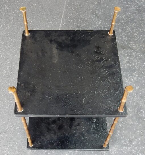 1950′  Table Maison Baguès Décor Bambou en Bronze Doré Avec Plateaux Laque de Chine 40 X 40 X H 59 CM – Image 7
