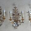 1970 ′ Series of 3 Daisy Sconces Maison Baguès H 48 cm
