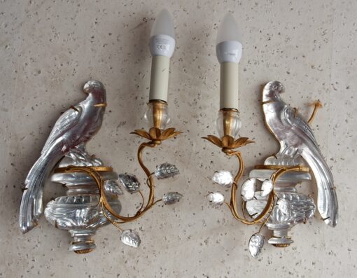 1970 'Pair Of Wall Lamps Maison Baguès With Parrot One Arm of Light - Image 10