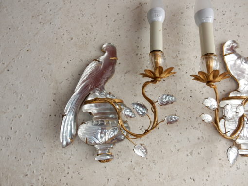 1970 'Pair Of Wall Lamps Maison Baguès With Parrot One Arm of Light - Image 9