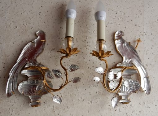 1970 'Pair Of Wall Lamps Maison Baguès With Parrot One Arm of Light - Image 7