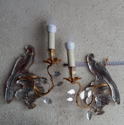 1970 'Pair Of Wall Lamps Maison Baguès With Parrot One Arm of Light - Image 3