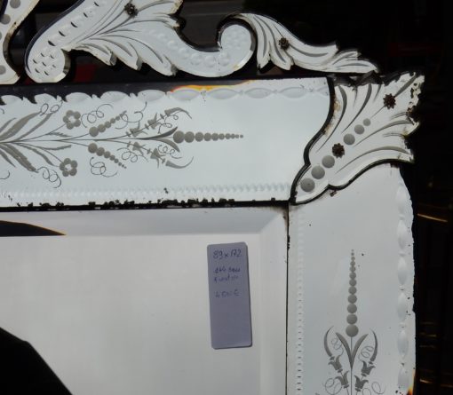 1900 ′ Venetian Mirror With Floral Decor And Pediment - 172 x 89 cm - Image 9
