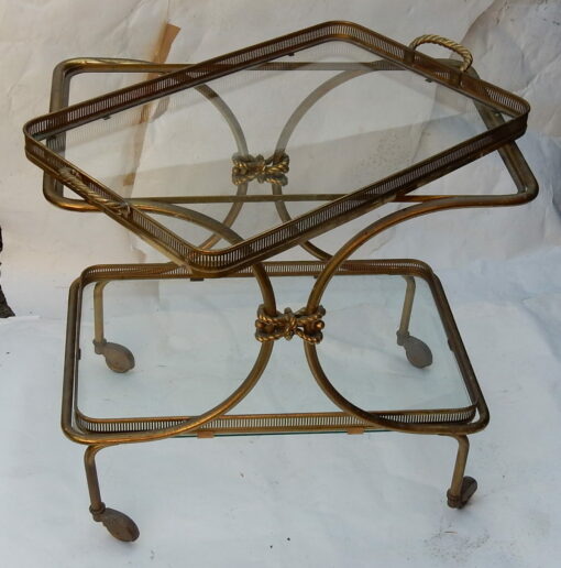 1970′ Bar Roulant en Bronze et Laiton Doré Maison Baguès Ou Charles Ou Jansen Décor Napoléon 3 – Image 7
