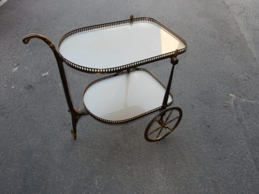 1970 ′ Rolling Bar in Bronze and Gilt Brass Maison Jansen 3 Wheels - Image 10