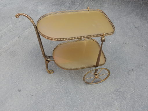 1970 ′ Rolling Bar in Bronze and Gilt Brass Maison Jansen 3 Wheels - Image 8