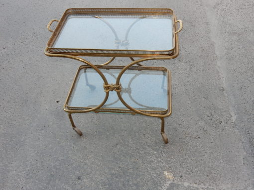 1970′ Bar Roulant en Bronze et Laiton Doré Maison Baguès Ou Charles Ou Jansen Décor Napoléon 3