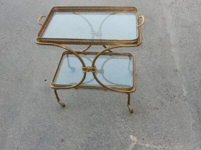 1970 ′ Rolling Bar In Bronze And Gilded Brass Maison Baguès Or Charles Or Jansen Decor Napoleon 3