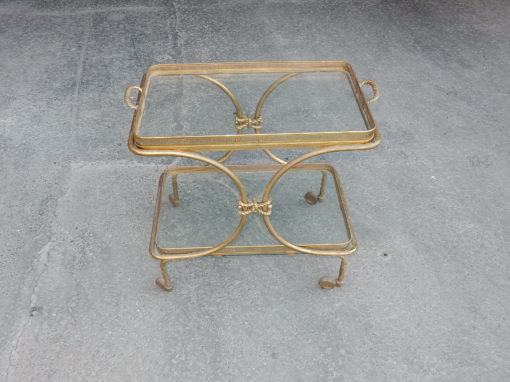 1970′ Bar Roulant en Bronze et Laiton Doré Maison Baguès Ou Charles Ou Jansen Décor Napoléon 3 – Image 14