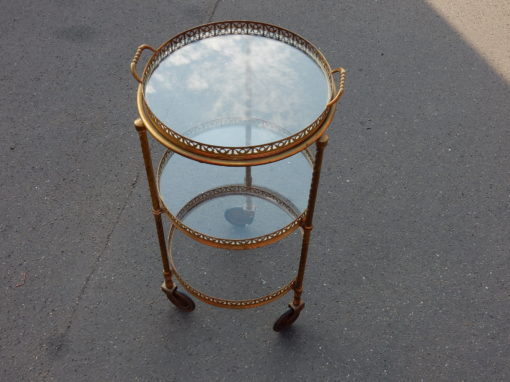 1950/70 'Round Rolling Trolley In Gilted Bronze with 3 Trays - Image 10