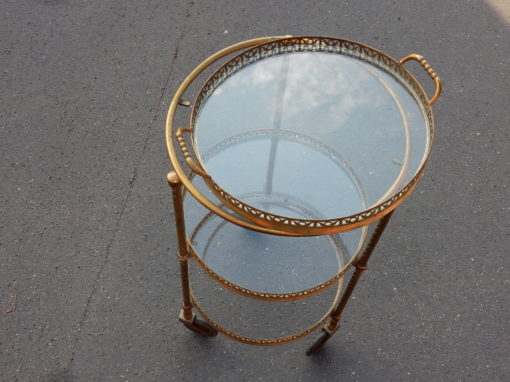 1950/70 'Round Rolling Trolley In Gilted Bronze with 3 Trays - Image 17