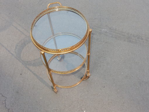 1950/70 'Round Rolling Trolley In Gilted Bronze with 3 Trays - Image 13