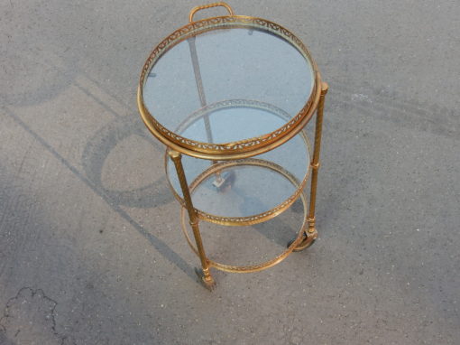1950/70 'Round Rolling Trolley In Gilted Bronze with 3 Trays - Image 12
