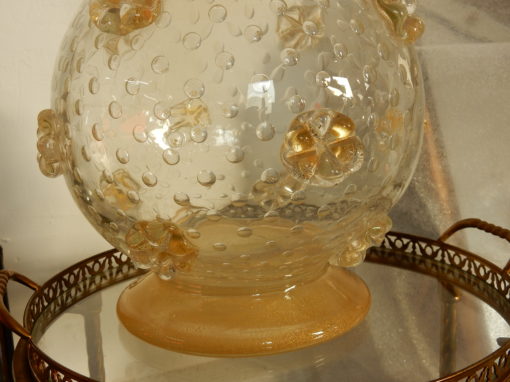 1970 ′ Barovier & Toso Style Murano Crystal Vase With Gold Paillons - Image 4