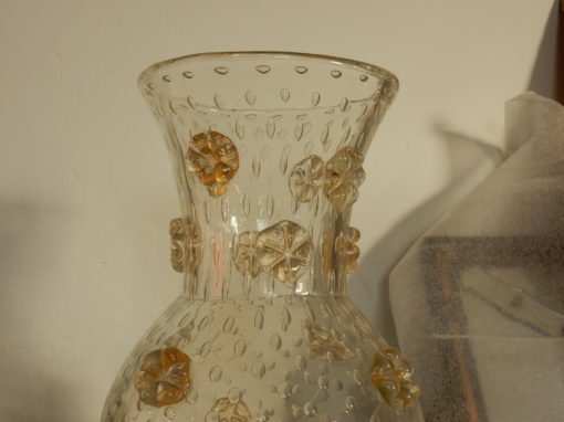 1970 ′ Barovier & Toso Style Murano Crystal Vase With Gold Paillons - Image 5