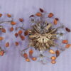 1970′ Paire de Plafonniers ou Appliques à Décor de Fleurs et Feuilles en Métal Doré Style Maison Baguès ou Banci Feuilles en Verre de Couleur Orange – Image 8