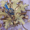 1970′ Paire de Plafonniers ou Appliques à Décor de Fleurs et Feuilles en Métal Doré Style Maison Baguès ou Banci Feuilles en Verre de Couleur Orange – Image 5