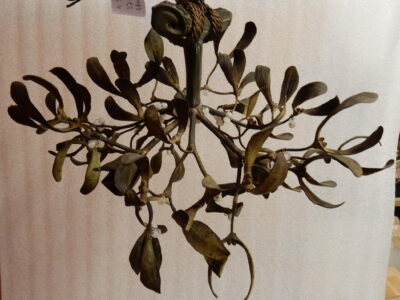 1900 ′ Art Nouveau Bronze Mistletoe Ball Chandelier has 3 Lights Diameter 45 cm Sockets In The Shape Of Tulips