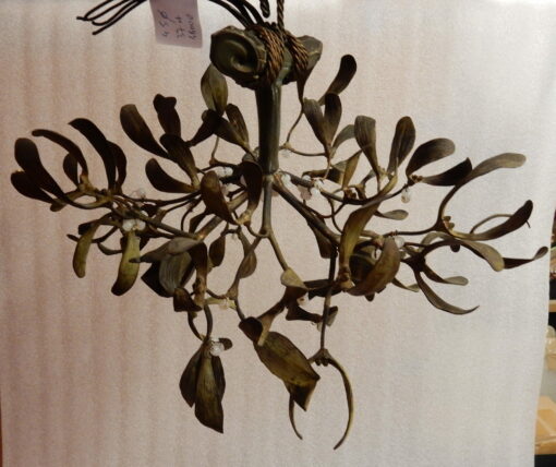 1900′ Lustre Boule de Gui en Bronze Art Nouveau a 3 Lampes Diamètre 45 cm Douilles En Forme De Tulipes