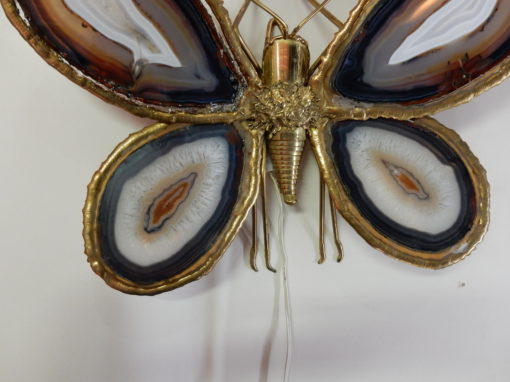 1970′ Applique Papillon Duval Brasseur Ou Isabelle Faure Avec Ailes En Agates Bleues 43 X H 37 CM – Image 13