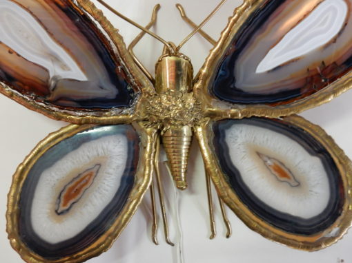 1970′ Applique Papillon Duval Brasseur Ou Isabelle Faure Avec Ailes En Agates Bleues 43 X H 37 CM – Image 10