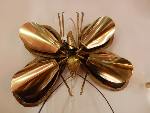 1970′ Applique Papillon Duval Brasseur Ou Isabelle Faure Avec Ailes En Agates Bleues 43 X H 37 CM – Image 7