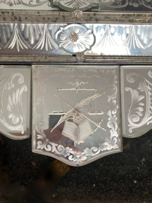 1970 'Venice Mirror In The Antique With Decor Of Characters Symbolizing Justice Signed HIMBERGER 1974 - Image 19