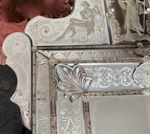 1970 'Venice Mirror In The Antique With Decor Of Characters Symbolizing Justice Signed HIMBERGER 1974 - Image 15
