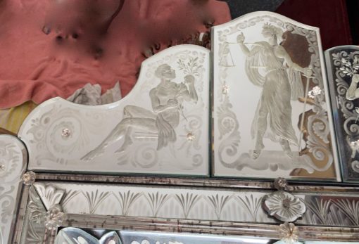 1970 'Venice Mirror In The Antique With Decor Of Characters Symbolizing Justice Signed HIMBERGER 1974 - Image 14