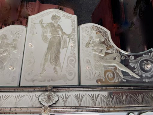 1970 'Venice Mirror In The Antique With Decor Of Characters Symbolizing Justice Signed HIMBERGER 1974 - Image 13