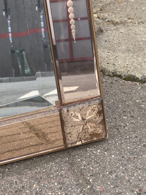 1950/70' Miroir Rectangulaire de Venise Couleur Cuivrée avec Cabochons Carrés 83 X 143 cm – Image 2