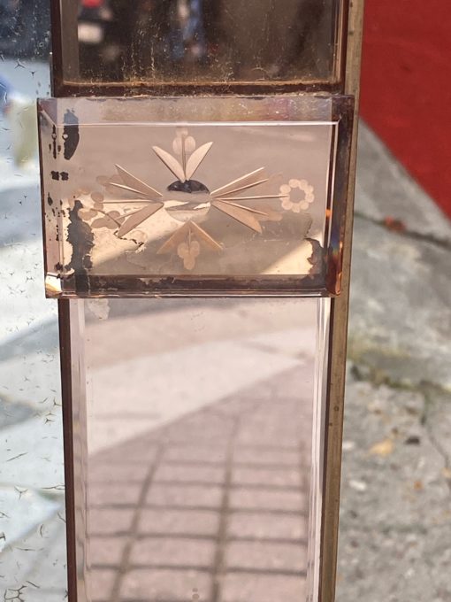1950/70' Miroir Rectangulaire de Venise Couleur Cuivrée avec Cabochons Carrés 83 X 143 cm – Image 6