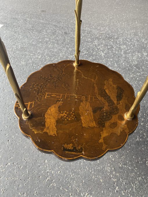 1950/70 ′ Maison Baguès Pedestal Table Palm Tree Decor in Gilt Bronze With Chinese Lacquer Trays Diameter 34.5 H 58 CM - Image 12