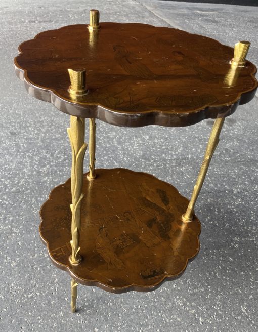 1950/70 ′ Maison Baguès Pedestal Table Palm Tree Decor in Gilt Bronze With Chinese Lacquer Trays Diameter 34.5 H 58 CM - Image 11