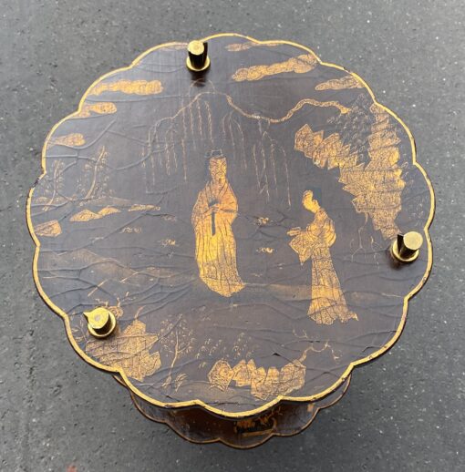 1950/70 ′ Maison Baguès Pedestal Table Palm Tree Decor in Gilt Bronze With Chinese Lacquer Trays Diameter 34.5 H 58 CM - Image 10